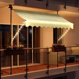 Swing&Harmonie LED - Markise mit Kurbel Klemmmarkise Balkonmarkise Sonnenschutz Terrasse Balkon - 200x150cm - creme - Beige