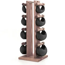 NOHrD Swing Turm Eiche Vintage - Hanteln aus Vollholz und Leder