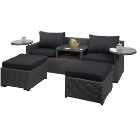 Mendler Poly-Rattan Garnitur HWC-J38, Garten-/Lounge-Set Sitzgruppe, Spun Poly halbrundes Rattan ~ grau, Kissen anthrazit