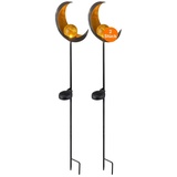 bmf-versand Solarleuchte Garten 2er Set Metall Halbmond Spieß Solarlampe Außen Leuchte Solar