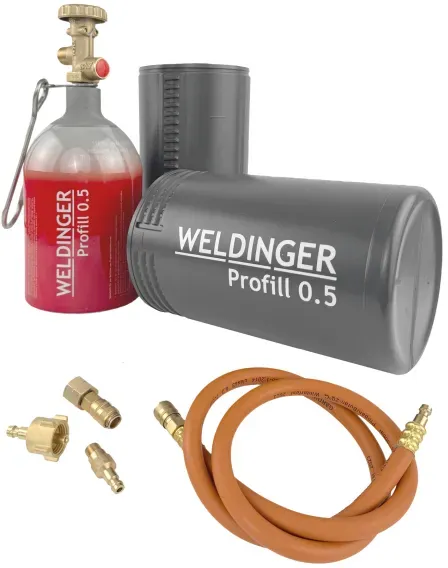 WELDINGER befüllbare Aluminium-Propanflasche Profill 0.5 inkl. Umfüllschlauch, S...