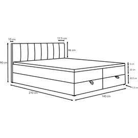 Trada City Boxspringbett 140 x 200 cm Beige