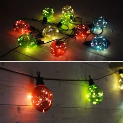 Morphée - Lichterkette für draußen mit 10 Lichtkugeln, 100 LEDs, batteriebetrieben, Timer-Funktion, 8 Einstellungen, 4,5 m lang