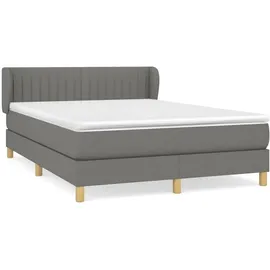 vidaXL Boxspringbett mit Matratze Dunkelgrau 140x200 cm Stoff