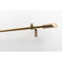 Gardinenstange GARESA "ZYLI mit offenem Träger", gold (mattgoldfarben), L:250cm, Metall, Holz, Gardinenstangen, Vorhanggarnitur, verlängerbar, Knopf abgeschrägt, ohne Ringe