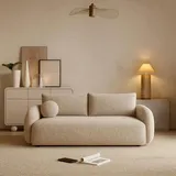 Sofello Sofa NUBE mit Schlaffunktion Melange beige Creme braun – Moderne Cordsofa für Ihr Wohnzimmer, Schlaffläche: 204×144 cm