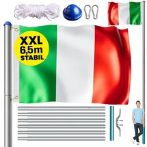 monzana MONZANA® Aluminium Fahnenmast 6,50m mit Seilzug inkl. Flagge Flaggenmast Mast Flagge Alu