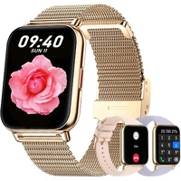 Colesma Smartwatch Damen mit telefonfunktion, 1.85" Smartwatch mit AI Sprachsteuerung/Schlafmonitor, Fitness Tracker Uhr für iOS und Android Telefone Roségold