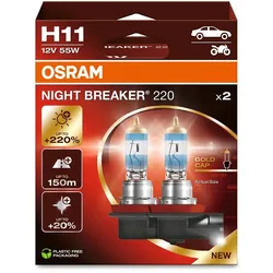 OSRAM NIGHT BREAKER® 220 H11 Glühlampe, Fernscheinwerfer,Glühlampe, Hauptscheinwerfer,Glühlampe, Nebelscheinwerfer,Glühlampe, Tagfahrleuchte,Glühlampe