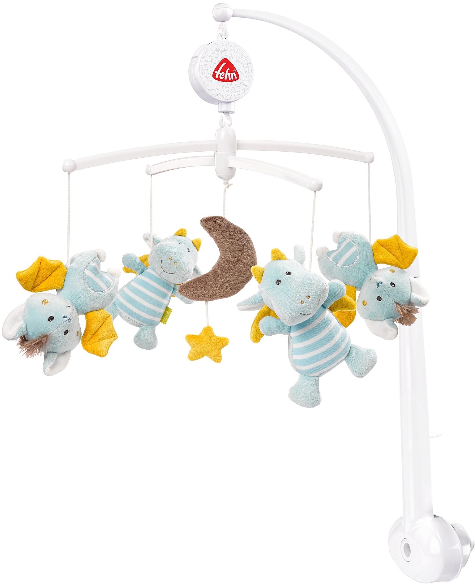 Fehn Musik Mobile Little Castle - Baby Einschlafhilfe Musikspielzeug mit süßen Tieren - Babymobile Spieluhr Melodie "Mozarts Wiegenlied" - Musikmobile Babybett Spielzeug für Babys von 0–5 Monaten