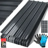 Kesser KESSER® 12x Profilblech Trapezblech 129cm x 45cm = 7 m2 Dachblech für Gerätehaus, Dachplatten Verzinkter Stahl 0,25mm, inkl. 100 Schrauben + Unterlegescheiben & Montagehandschuhe