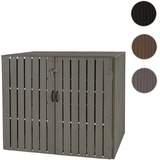 Mendler 2er wpc-mülltonnenverkleidung HWC-J28, mülltonnenbox Metall Holzoptik, erweiterbar 2x240l ~ grau