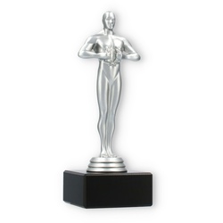 Siegerfigur Victor silbermetallic auf schwarzem Marmorsockel 18,0cm