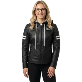 Rusty Stitches Joyce Hooded V2 Lederjacke Schwarz/Weiß 38