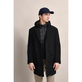 Bugatti Kurzmantel BUGATTI, Herren, Gr. 46, schwarz, 77% Polyamid, 23% Elasthan, unifarben, normal, normaler Saum, Mäntel Kurzmantel, mit abnehmbarer Kapuze