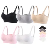 Srizgo Still BH Damen 5er Pack Schwangerschaft Still-BHS Zusätzlichen BH-Verlängerungen Ohne Bügel Nahtlose Tag und Nacht Still-BH (Schwarz+weiß+haut+grau+rosa, L) - L