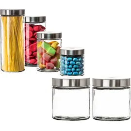 BigDean 2er Set Vorratsgläser 0,85 Liter Glas Schraubglas Lebensmittelglas Edelstahldeckel mit Schraubverschluss 12 x 11 cm