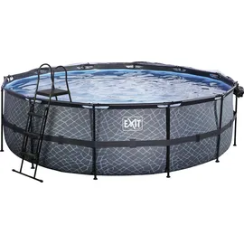 EXIT TOYS Stone Pool 488 x 122 cm inkl. Sandfilterpumpe, Abdeckung und Wärmepumpe