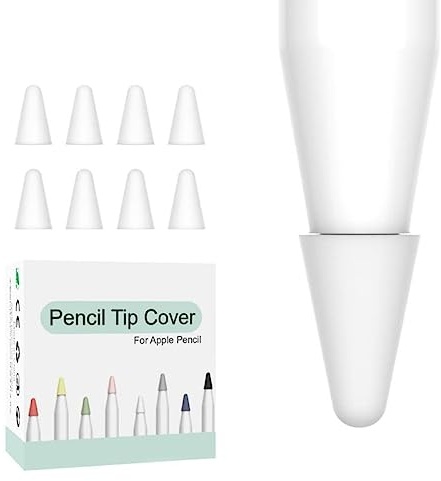 Apple Pencil Spitzen,8er-Pack Kappe für Apple Pencil 1.und 2. Generation Silikon Schreibfedern Schutzhülle Kompatibel mit 1. und 2. Generation Rutschfeste iPencil Tips für iPad Pro Weiß