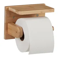 Relaxdays Toilettenpapierhalter mit Ablage, für Handy & Feuchttücher, Klopapierhalter