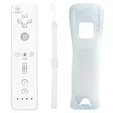 Aukuoy Fernbedienung für Wii und Wii U, drahtloser Bewegungssensor-Gpad-Controller für Nintend Wii-Konsole, mit Silikonhülle und Handschlaufe (weiß)