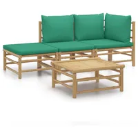 vidaXL Garten-Lounge-Set 4-tlg. Bambus grün/braun