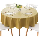 Jeloris Runde wasserfeste Vinyl-Tischdecke, fleckenresistente schwere Plastik-Tischdecke, abwischbare, auslaufsichere, ölfeste Vinyl-Tischdecke für Küche, Esszimmer, Partys, Hochzeiten (120 cm, Gold)