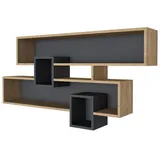 Skye Decor Wandregal KAREN 120x72,2 cm braun/anthrazit - Braun/Anthrazit
