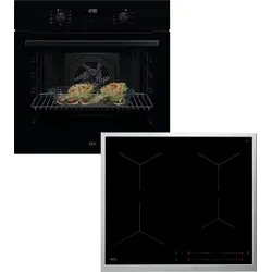 AEG Backofen-Set "HH24BSIB", A+ (A+++-D), schwarz, Herdsets, Wasserdampfreinigung des Ofens, Autarkes Kochfeld mit SuperFlat Rahmen, Topseller