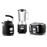 Westinghouse Retro Set, 4-Schlitz Toaster Wasserkocher Standmixer, schwarz