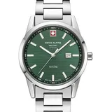 Swiss Alpine Military 7767.1134 Damenuhr Argos silber grün 34mm 10ATM