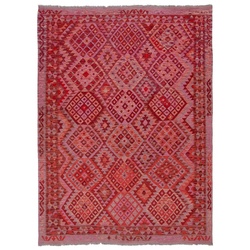 Kelim Teppich Amira 90 x 160 cm Wolle Rot