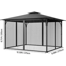 Vevor Moskitonetz für Pavillon 4 Stück 3,05 x 3,96 x 2,07 m Schwarz