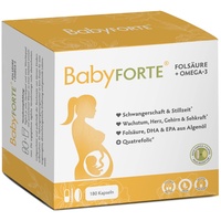 BabyFORTE BabyFORTE® Folsäure + Omega-3 | Ohne Fischöl | 18 Schwangerschaftsvitamine | 180 Kapseln