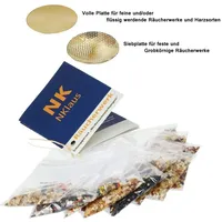 Nklaus 12tlg Set 10x Räucherwerk 1x Räuchersiebe 1x Plättchen