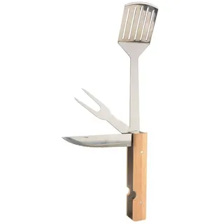 Esschert Design grillbesteck 4in1", Edelstahl/Holz 49,5 cm