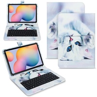 NAUC Tablet Hülle kompatibel für Samsung Galaxy Tab S6 Lite 10.4 Tasche Tastatur Universal Schutzhülle Keyboard QWERTZ Layout, Farben:Motiv 3