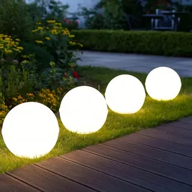 just light. LED Kugelleuchte Erdspieß Gartendeko, weiß, Kabel 5m, E27 Fassung, DxH 20x51 cm, 2er Set