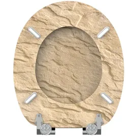 Sanilo WC-Sitz Sand Stone, Hochwertiger und Stabiler Toilettendeckel aus Holz