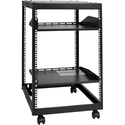 VEVOR 15U-Server-Rack mit offenem Rahmen, 15''-40'' verstellbare Tiefe, freistehender oder wandmontierter Netzwerk-Server-Rack, 4-Pfosten-AV-Rack mit Rollen, bietet Platz für Ihre gesamte Netzwerk-IT-