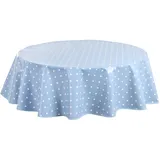 Home Direct Wachstuch Tischdecke Wachstuchtischdecke Abwaschbar Rund 140cm x 55 cm Kleine Tupfen Blau Grau