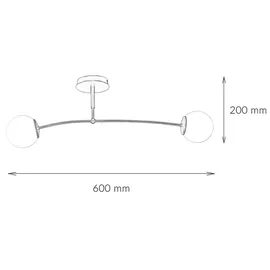 Licht-Erlebnisse Kugel Deckenlampe 2-flammig schwarz, weiß, Glas, Metall