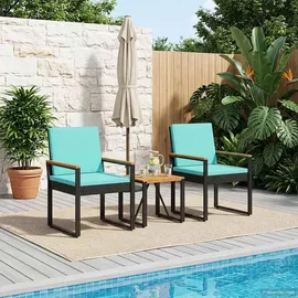 vidaXL Gartenmöbel Set 3-tlg. Schwarz/Türkis