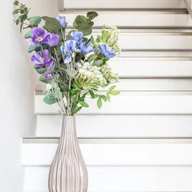 2474U Kunstblumenstrauß Blau Lila Weiß, Künstliches Blumen-Bouquet 60 cm Eva - Blau/Lila/Weiß/Grün