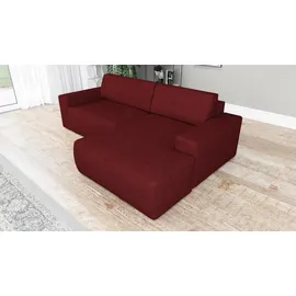 A&J MöbelLand Eckcouch 2-Sitzer mit Schlaffunktion Rotwein