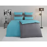 Tom Tailor HOME "Henry", grau (türkis, anthrazit), B/L: 135cm x 200cm, , Renforcé, B/L: 80cm x 80cm, Renforcu00e9, Obermaterial: 100% Baumwolle, Bettwäsche, aus Baumwolle, mit GRATIS-Zugabe: Sporthandtuch