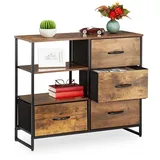 Relaxdays Sideboard 71,5 x 84 x 32,5 cm Dunkelbraun/Schwarz