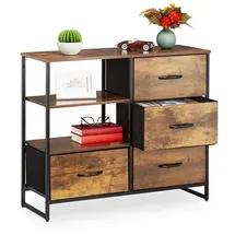 Relaxdays Sideboard 71,5 x 84 x 32,5 cm Dunkelbraun/Schwarz
