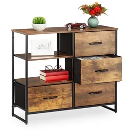 Relaxdays Sideboard 71,5 x 84 x 32,5 cm Dunkelbraun/Schwarz
