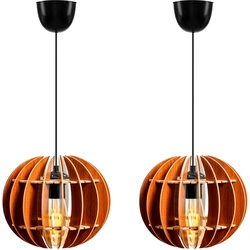 WellHome 2er-Set Deckenlampen 60cm in Walnuss-Design Esfera